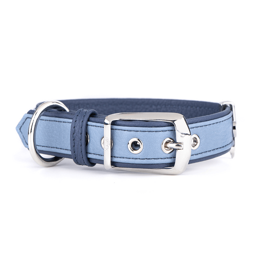 Collar de piel FIRENZE - Celeste (De 35 a 41cm)