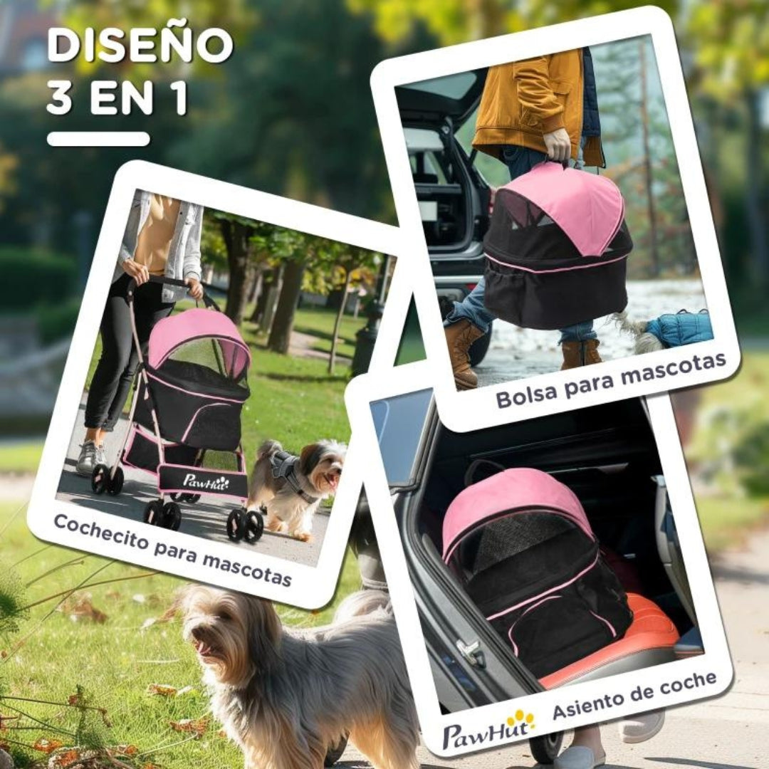 Carrito para perros 3 en 1 Lady Pink