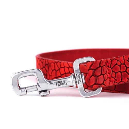 Set collar y correa de piel Tucson rojo