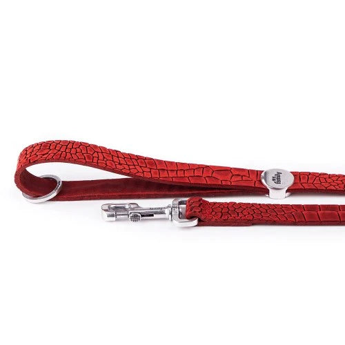 Set collar y correa de piel Tucson rojo