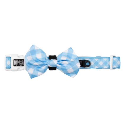 Collar con pajarita Vichy Baby Blue